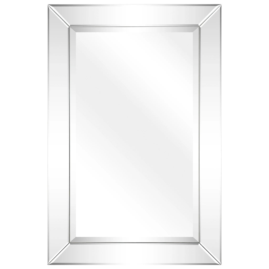 Beveled Rectangular Clear HD Wall Mounted Mirror for Bathroom, Vanity, Bedroom Mirrors, 3 sizes