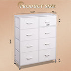 WLIVE Fabric Dresser for Bedroom, Tall Dresser with 8 Drawers