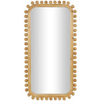 Wood Room Wall Mirror with Beaded Frame - Brown - Roche River Decor