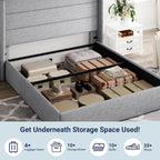 ALLEWIE Queen Size Lift Up Storage Bed with Wingback Headboard