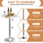 Homall Bistro Pub Table Round Bar Height Cocktail Table Metal Base MDF Top Obsidian Table with Black Leg 23.8inch Top - N/A