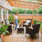 Homall 4 Pieces Outdoor Patio Furniture Sets Rattan Chair Wicker Set