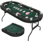 Poker Table Foldable, 8 Players Card Board Game Table w/Deep Metal Cup Holders