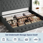 ALLEWIE Queen Size Lift Up Storage Bed with Wingback Headboard