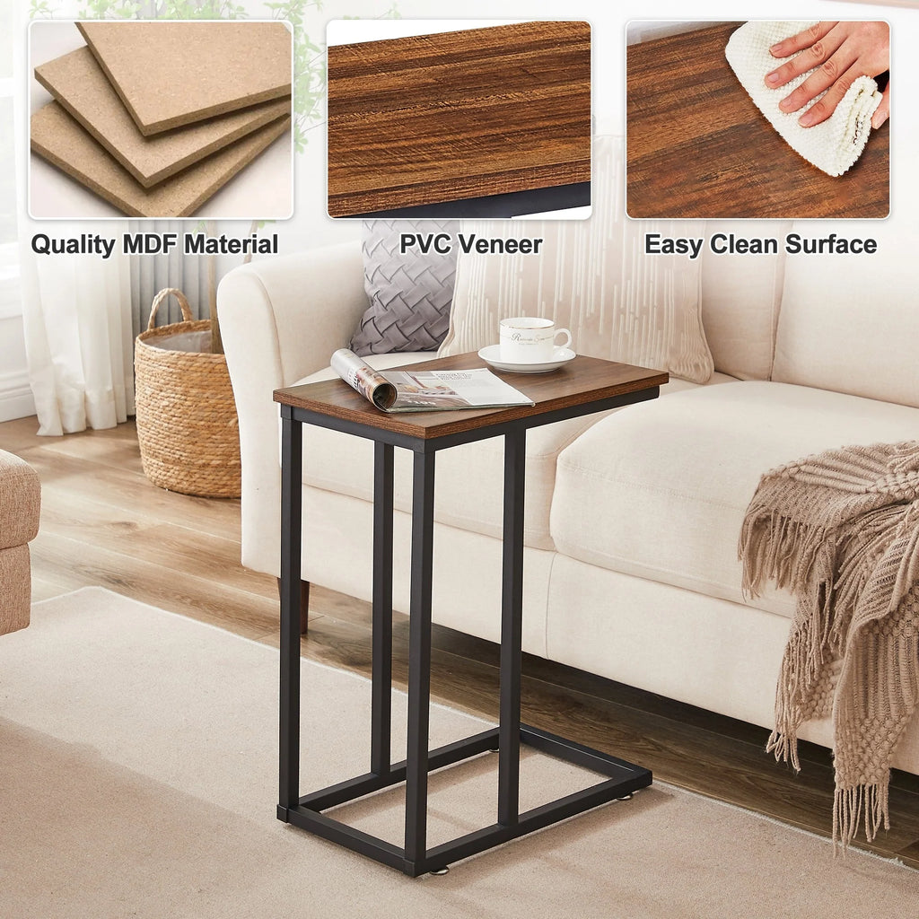 Javlergo Set of 2 C-Shaped Sofa Side Table, Small End Table for Living Room, Narrow Bedside/TV Tray Table