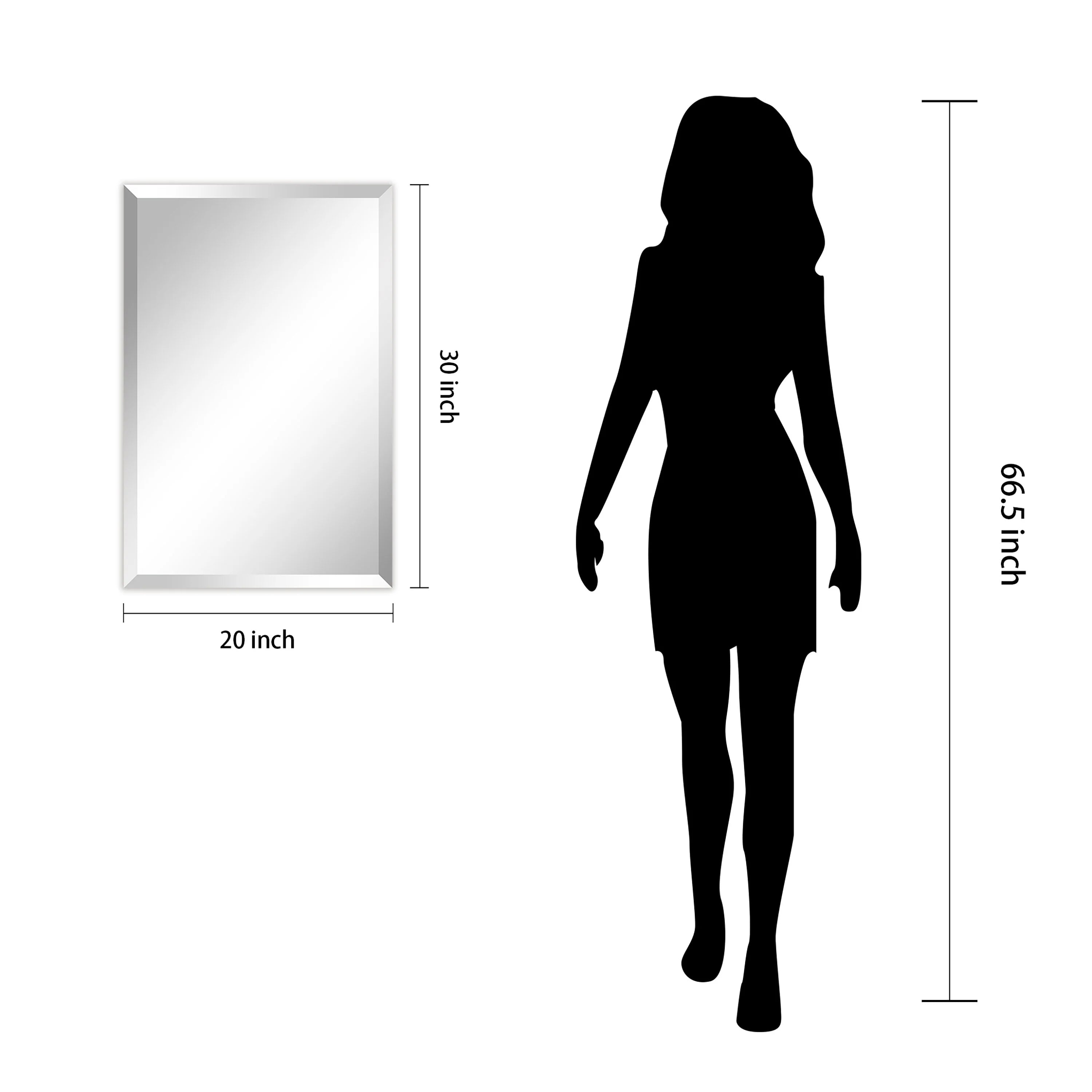 Frameless Beveled Prism Wall Mirror-Square/Rectangluar - Clear
