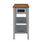 Narrow 2-Tone End Table With Usb Charging Ports For Small Space - 24.00 x 11.80 x 24.20