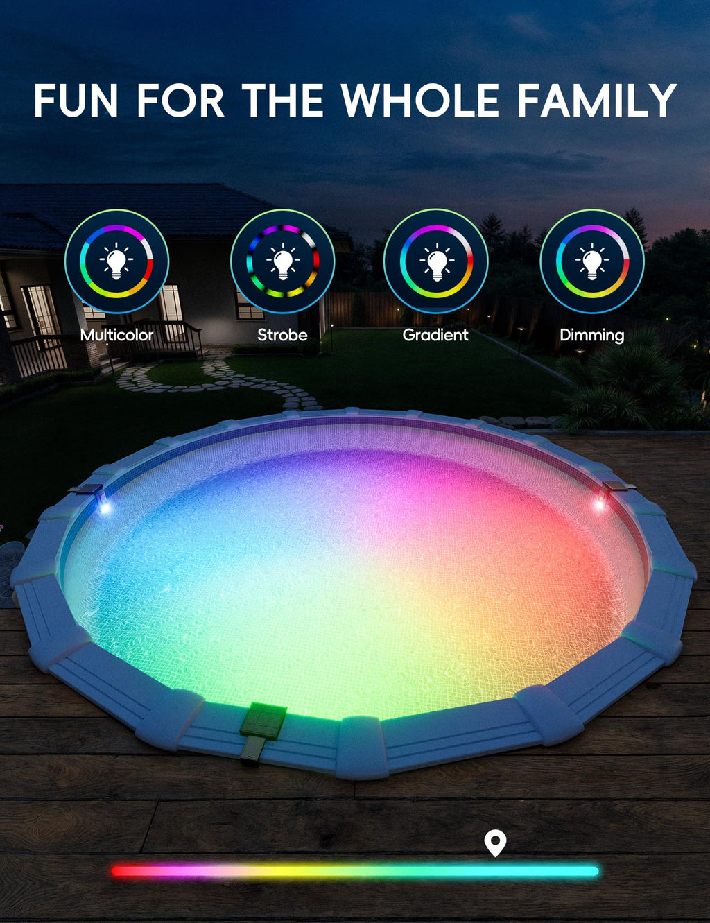 POOLHACKER Solar Pool Lights Only for Steel Wall Above Ground Pool
