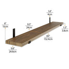 60 inch shelf, 9.25'' Deep, Floating Shelves, Wall Shelves for Living Room, Wall Storage Shelving