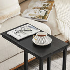 Javlergo Set of 2 C-Shaped Sofa Side Table, Small End Table for Living Room, Narrow Bedside/TV Tray Table