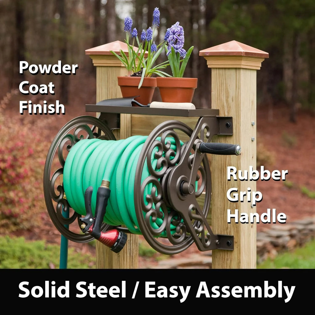 Liberty Garden 708 Steel Decorative Wall Mount Garden Hose Reel