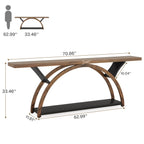 2-Tier Narrow Long Console Sofa Table with Semi-Circular Frame for Entryway,Gray Hallway Accent Tables