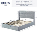 ALLEWIE Queen Size Lift Up Storage Bed with Wingback Headboard