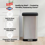 GLAD Stainless Steel 20 Gallon Step Trash Can with Odor Guard