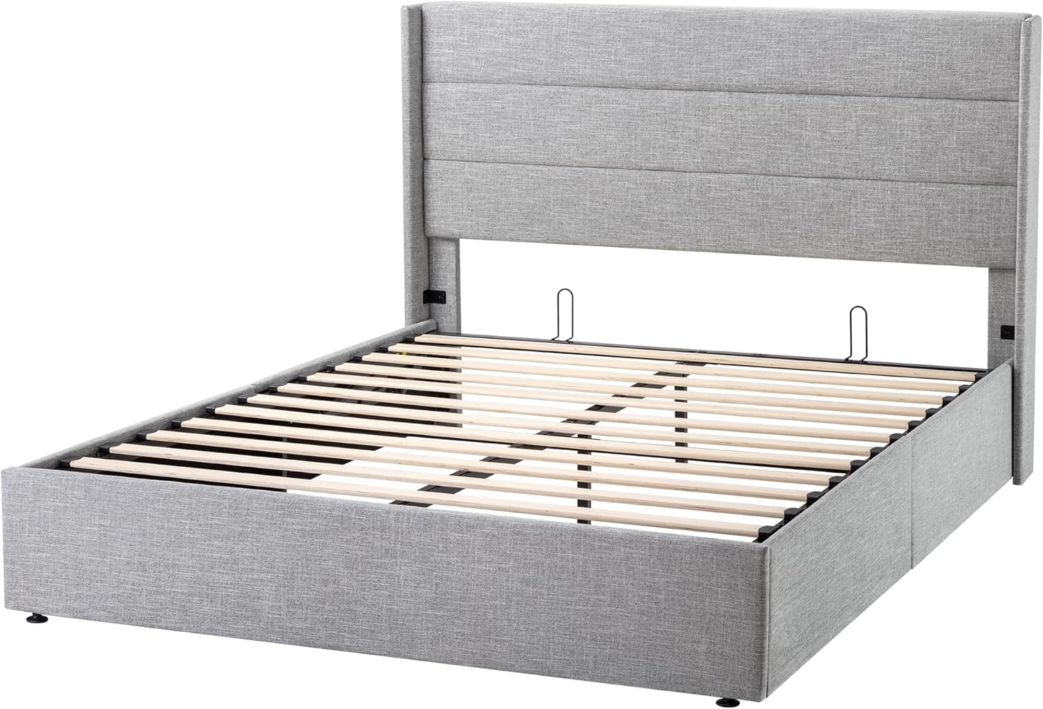 ALLEWIE Queen Size Lift Up Storage Bed with Wingback Headboard