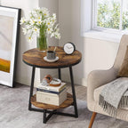Industrial End Table, Round Side Table Table Small Coffee Accent Table