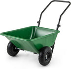 Dual-Wheel Wheelbarrow, Heavy-Duty Garden Utility Cart w/Pneumatic Tires, 330LBS Capacity
