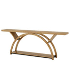 2-Tier Narrow Long Console Sofa Table with Semi-Circular Frame for Entryway,Gray Hallway Accent Tables