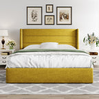 ALLEWIE Queen Size Lift Up Storage Bed with Wingback Headboard