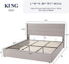 ALLEWIE Queen Size Lift Up Storage Bed with Wingback Headboard