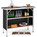 Folding Camping Table, Aluminum Portable Pop-Up Bar Table with 2-Tier Storage Shelves