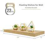 Sorbus Floating Wall Shelves Wood Wall Mounted Decor for Books and Storage with Invisible brackets - Set of 3