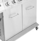 Stainless Steel Gas Grill, Premier 6-Burner Propane Grill with Sear Burner and Side Burner, 74,000 BTU, Cabinet Style, Outdoor BBQ Party Grill, Silver