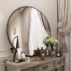 Apmir Round Metal Black Frame Bathroom Vanity Mirror Wall-mounted mirror