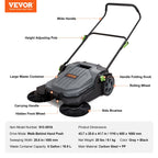 VEVOR Walk-Behind Hand Push Floor Sweeper, 5-Gallon Waste Container