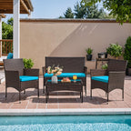 Homall 4 Pieces Outdoor Patio Furniture Sets Rattan Chair Wicker Set