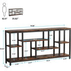70.9 inch Console Sofa Table with Storage, 3-Tier Entryway Table for Hallway