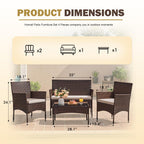 Homall 4 Pieces Outdoor Patio Furniture Sets Rattan Chair Wicker Set