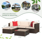 DEVOKO 5 Pieces All-Weather Patio Furniture Set with Cushions