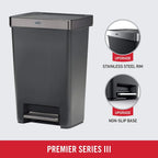 Rubbermaid Premier Series III Step-On 13 Gallon Trash Can for Home and Kitchen