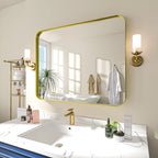 TOOLKISS Aluminum Alloy Round Corner Frame Vanity Mirror