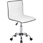 BOSSIN Adjustable Home Office Chair, Mid-Back Armless Ribbed Swivel Task Chair,Vanity Chair for Small Space, Livingroom Make-up