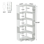 6-Tier Corner Book Shelf, 64.9Tall Freestanding Wood Industrial Bookcase Bookshelf