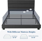 ALLEWIE Queen Size Upholstered Platform Bed Frame - Dark Grey