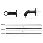 UTOPIA ALLEY 1 inch Industrial Curtain Rods for Windows, Blackout, Wrap Around Curtain Rods, Rustic Style, Matte Black