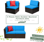 DEVOKO 5 Pieces All-Weather Patio Furniture Set with Cushions