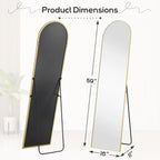 Full Length Mirror with Stand, Floor Mirror with Aluminum Alloy Frame for Bedroom, Standing Full Body Mirror for Wall, Cloakroom