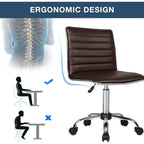 BOSSIN Adjustable Home Office Chair, Mid-Back Armless Ribbed Swivel Task Chair,Vanity Chair for Small Space, Livingroom Make-up