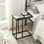 Javlergo Set of 2 C-Shaped Sofa Side Table, Small End Table for Living Room, Narrow Bedside/TV Tray Table