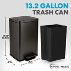 SIMPLI-MAGIC 13.2 Gallon Step Trash Can - Odor Control, Hands-Free