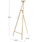Metal Tall Adjustable Display Stand Floor 3 Tier Easel with Bow Top - Gold - Roche River Decor