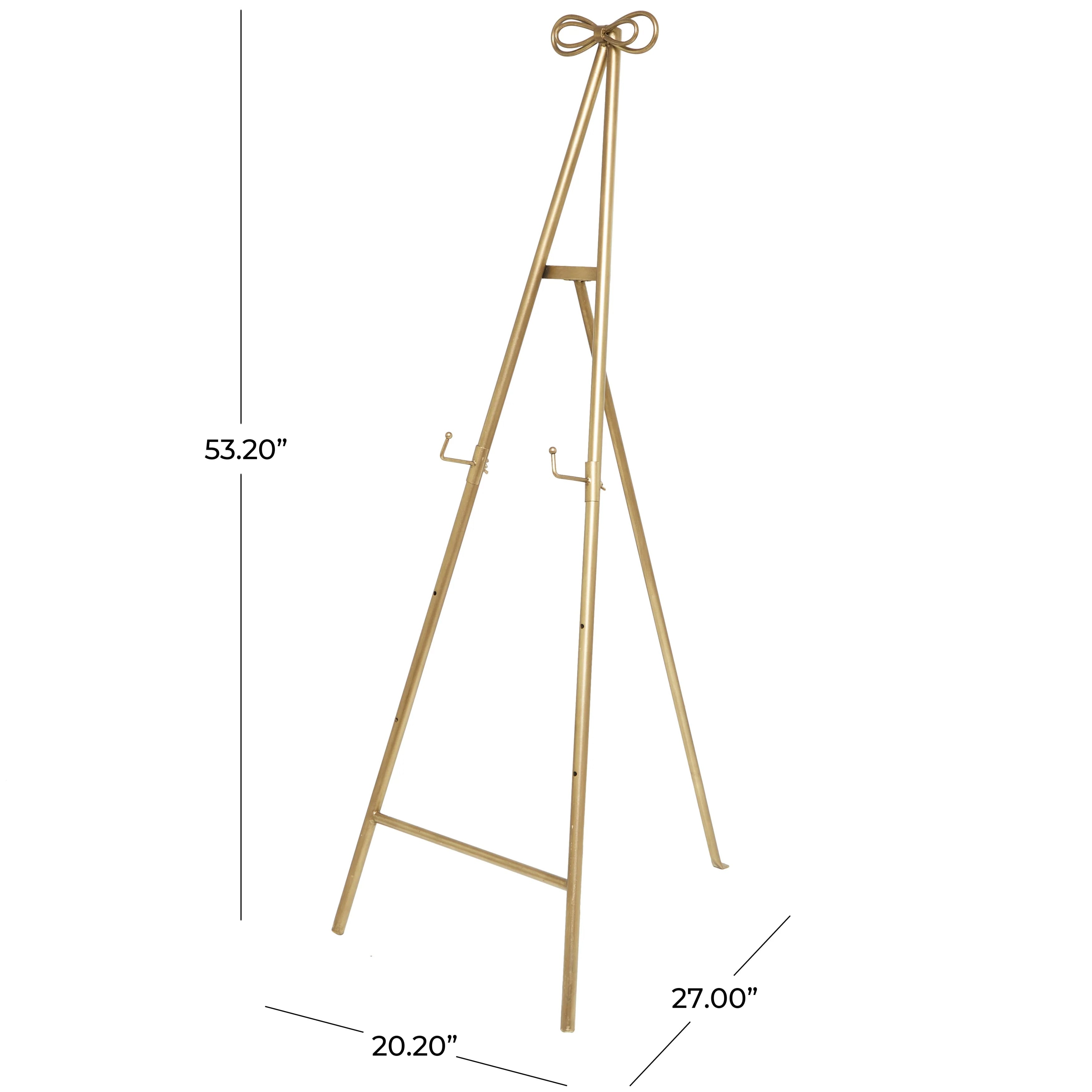 Metal Tall Adjustable Display Stand Floor 3 Tier Easel with Bow Top - Gold - Roche River Decor