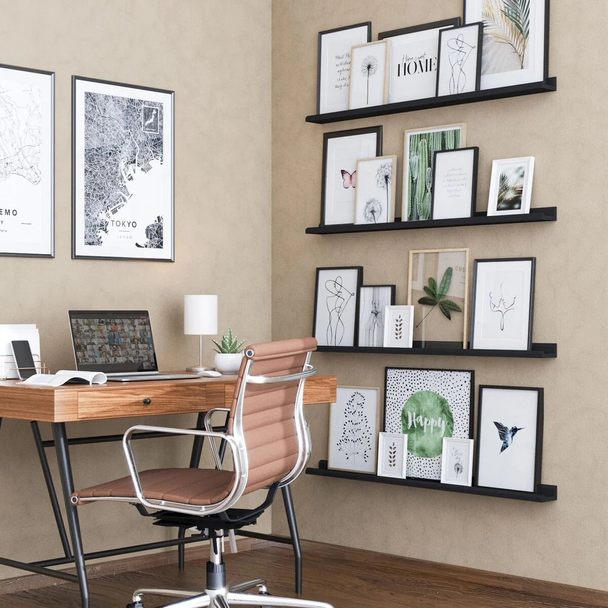 Wallniture Boston 46 Floating Shelves for Wall, Picture Ledge (Set of 4)