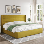ALLEWIE Queen Size Lift Up Storage Bed with Wingback Headboard
