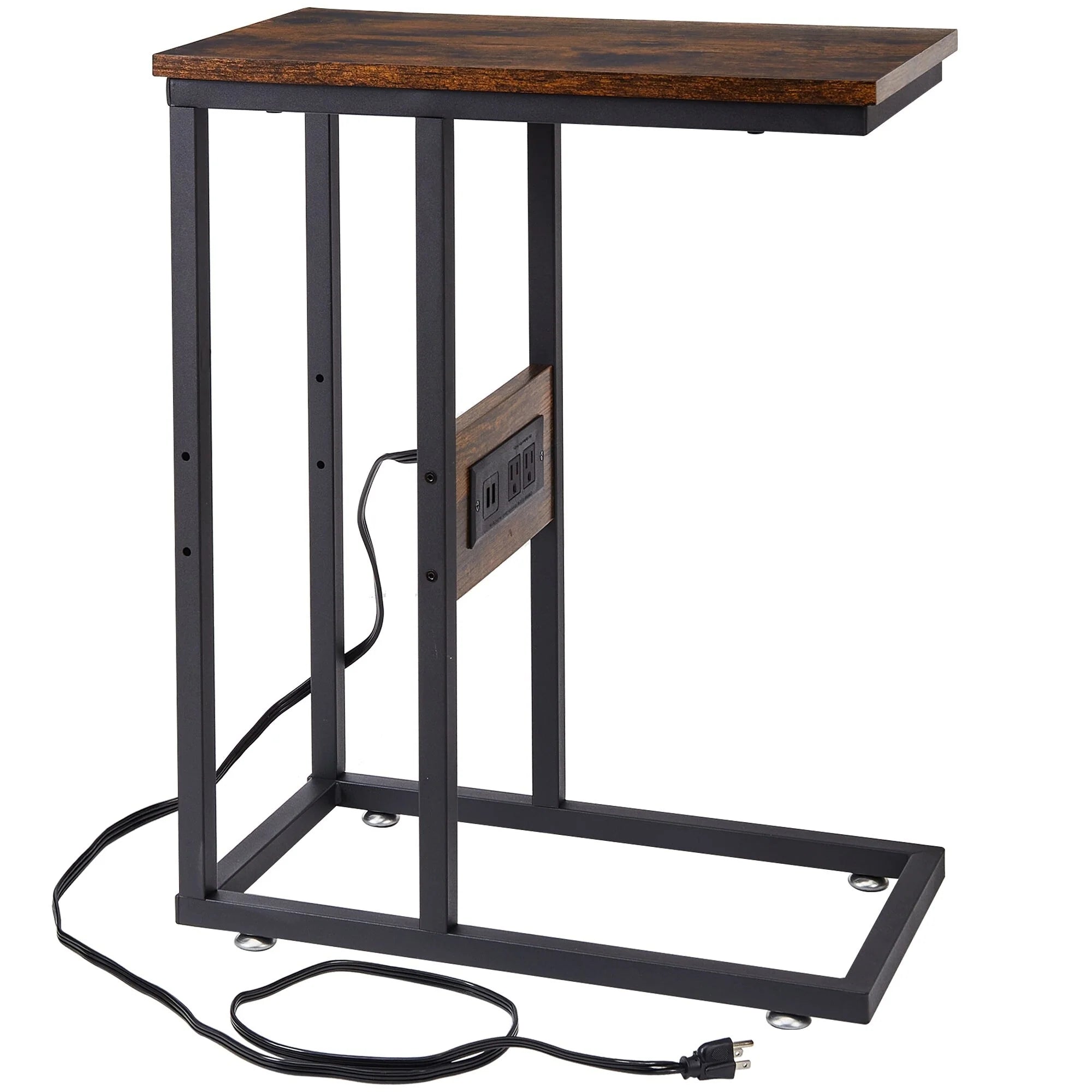 Javlergo Set of 2 C-Shaped Sofa Side Table, Small End Table for Living Room, Narrow Bedside/TV Tray Table