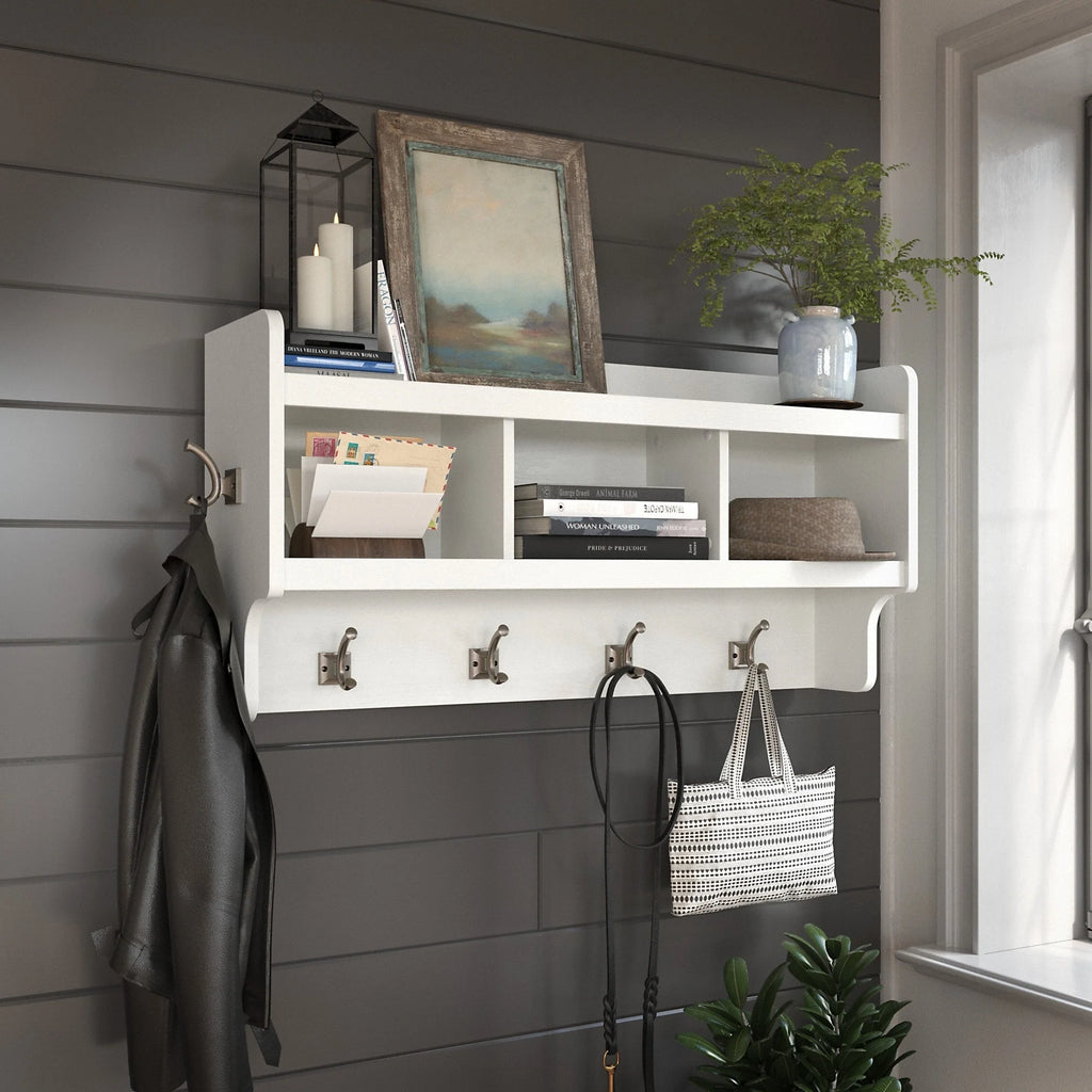 Woodland 40W Wall Mounted Coat Rack with Shelf by Bush Furniture